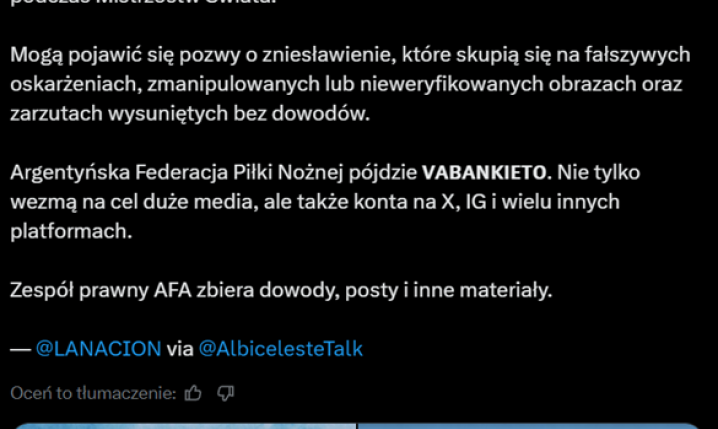HIT! Argentyńska Federacja ma szykować POZWY za... O.o